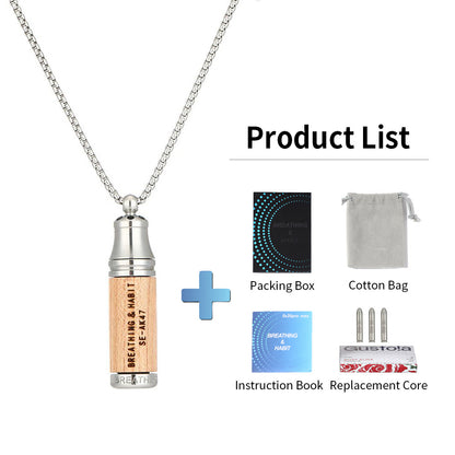 Solid wood roller bottle necklace ak47 bullet refill aromatherapy essential oil aid meditation anxiety relief topical mosquito repellent